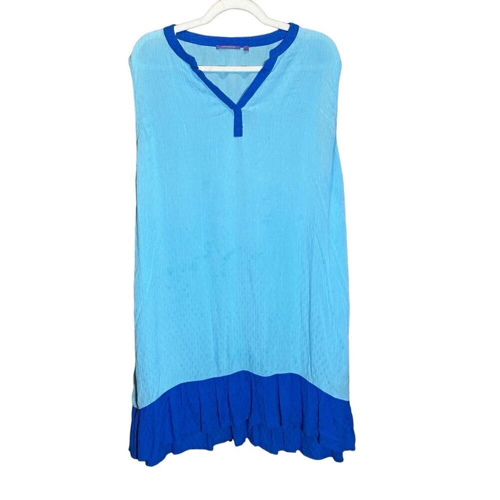 Anthropologie Amita Naithani Blue Gauze Cotton Sleeveless Shift Dress Sz L